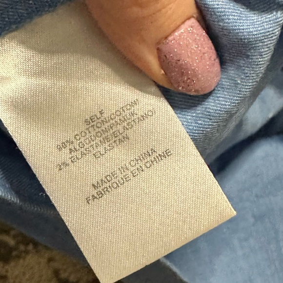 TIBI COLD SHOULDER TIE SLEEVE SQUARE NECK LS BLUE COTTON Denim BLOUSE Sz XS - Picture 8 of 8